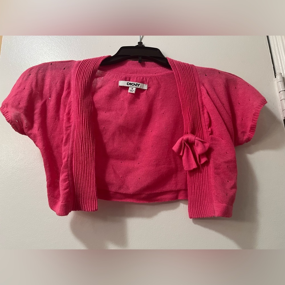 Short sleeves Pink cardigan good and clean condition size 6